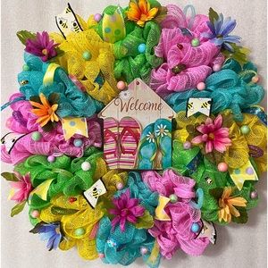 Summer welcome door wreath
